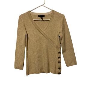 Sparkling Gold Women’s Sweater M Medium ~ Holiday Party Cable & Gauge